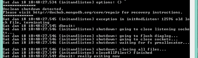 Mongodb Unclean Shutdown Detected